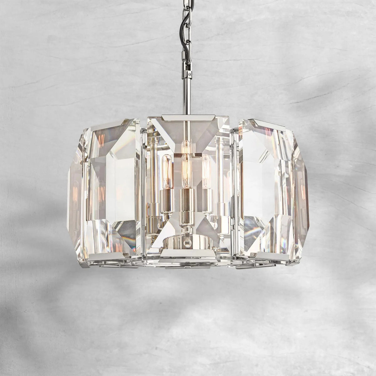 Compact Faceted Crystal Prism Ring Chandelier
