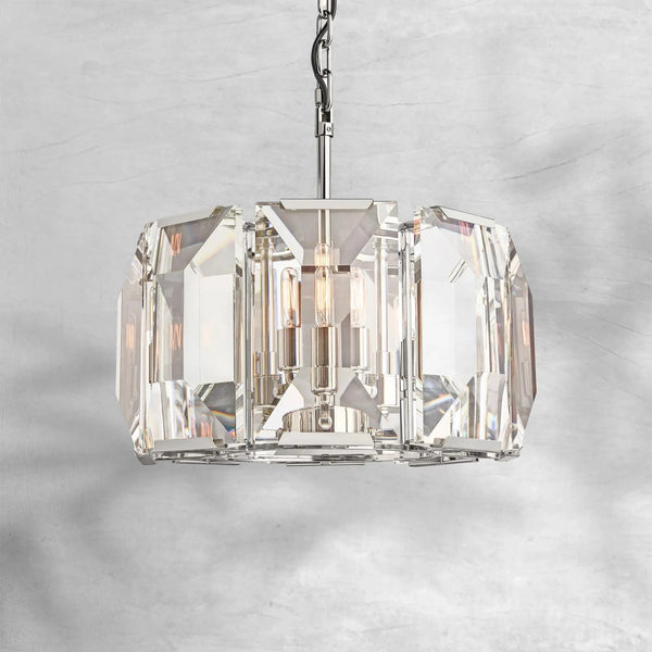 Compact Faceted Crystal Prism Ring Chandelier