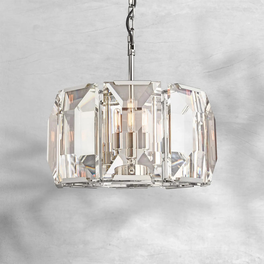 Compact Faceted Crystal Prism Ring Chandelier