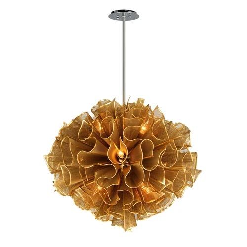 Compact Gold Faceted Acrylic Orb Pendant Chandelier