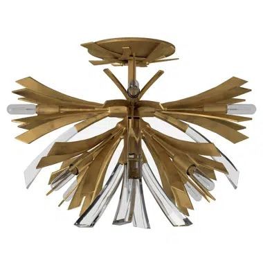 Compact Low Profile Crystal Sphere Gold Chandelier
