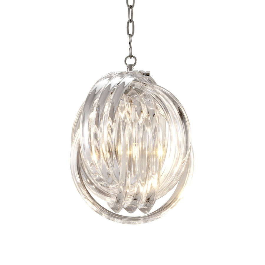 Compact Nickel Chandelier with Clear Acrylic Rod Cluster