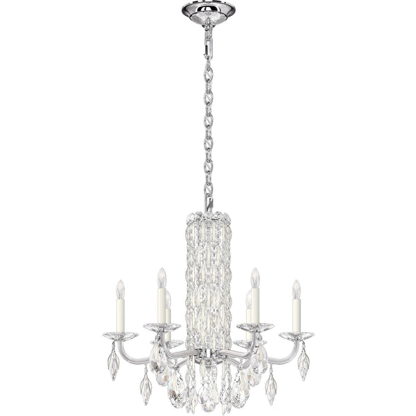 Compact Tiered Metal Disc and Crystal Chandelier
