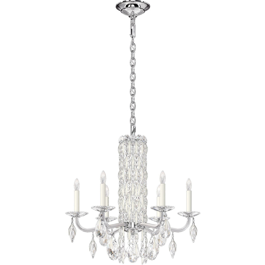 Compact Tiered Metal Disc and Crystal Chandelier