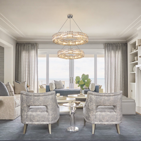 Concentric Crystal Ring Brass Chandelier