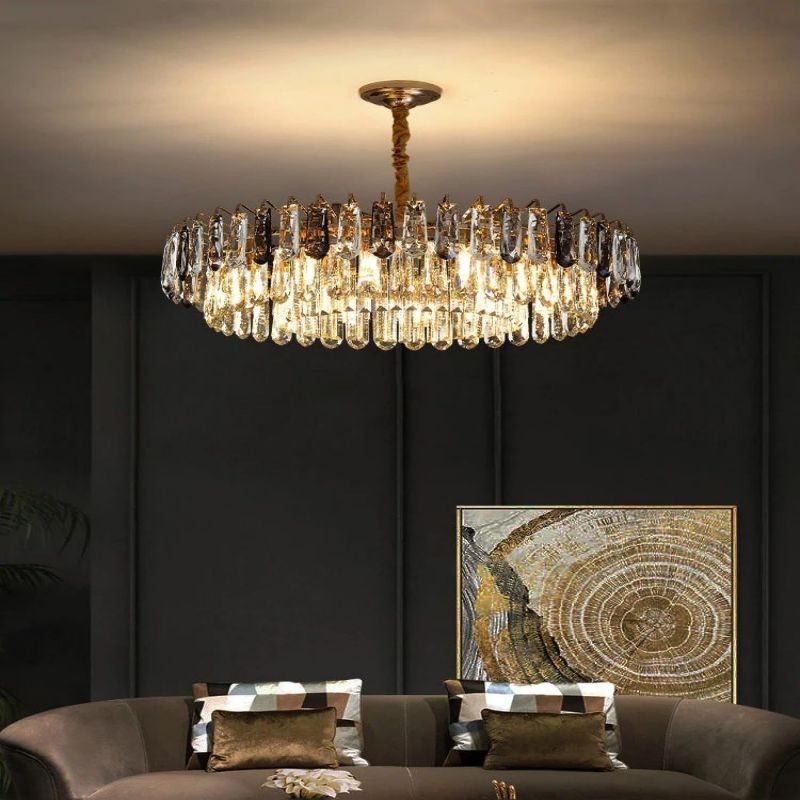 Concentric Crystal Ring Stainless Steel Chandelier