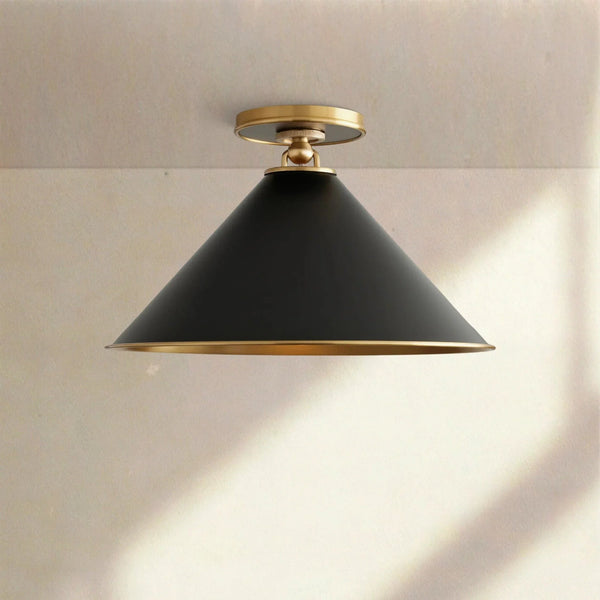 Conical Brass and Iron Wall Sconce