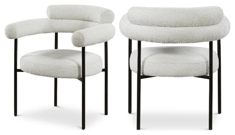 Contemporary Bouclé Dining Chair – Modern Comfort - Premium Aluminum + Premium Bouclé