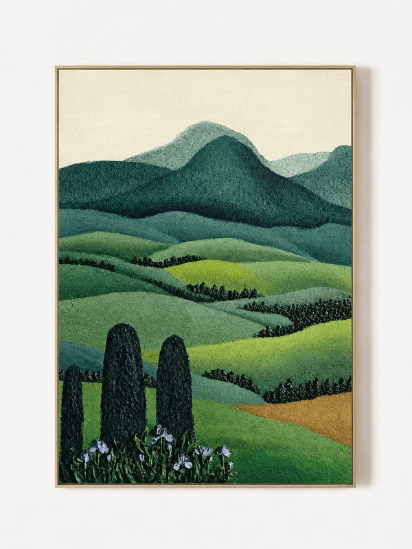 Contemporary Folk Art Rolling Hills Landscape Wall Art