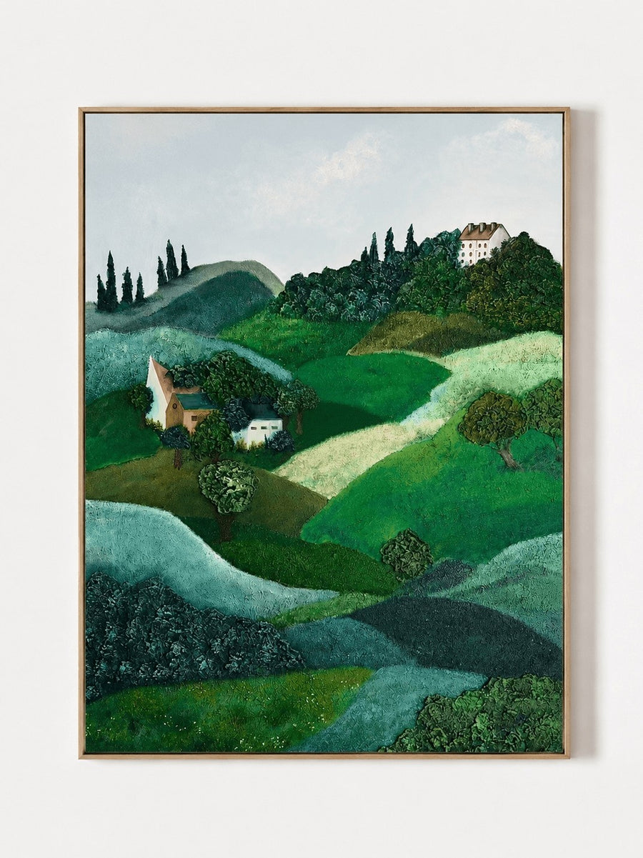 Contemporary Folk Art Tuscan Countryside Wall Art