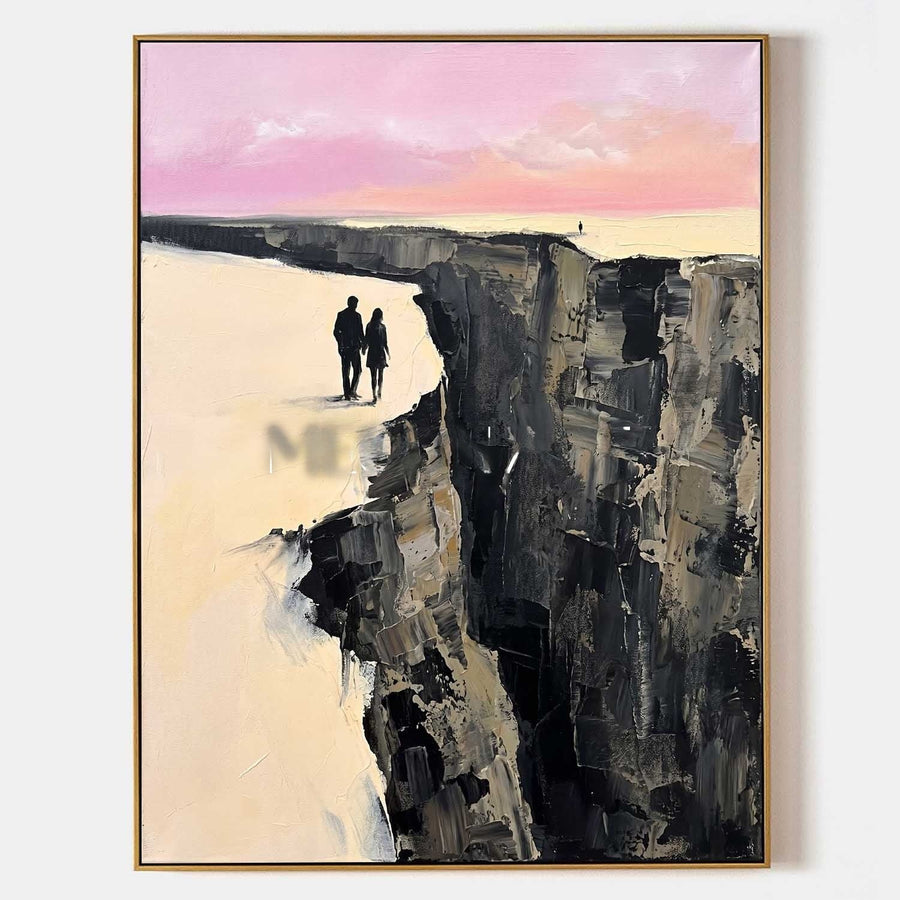 Couple on the Cliff Edge at Dusk