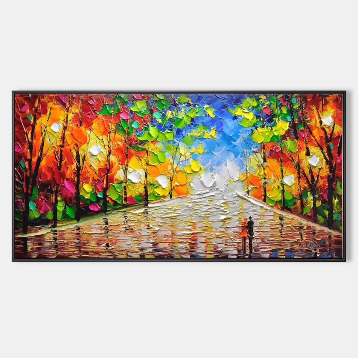 Couple Strolling Through Autumn Rain