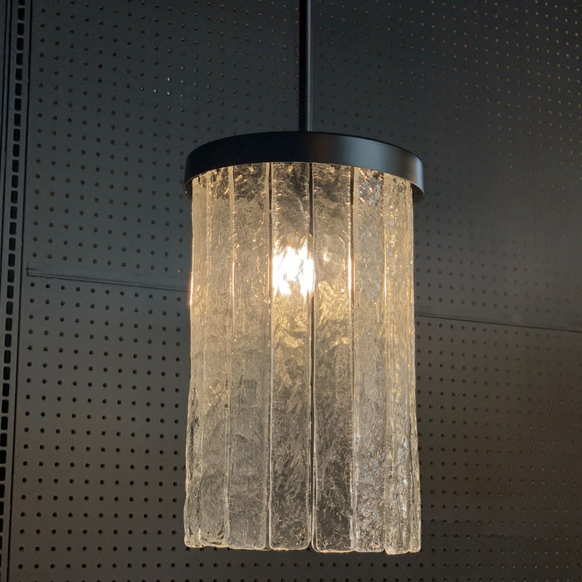 Cracked Glass and Slim Metal Frame Pendant