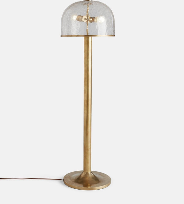 Crackle Glass Dome and Aged Brass Floor Lamp