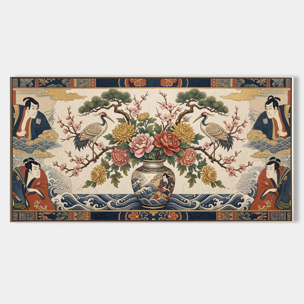 Cranes and Peonies Ukiyo-e Panorama