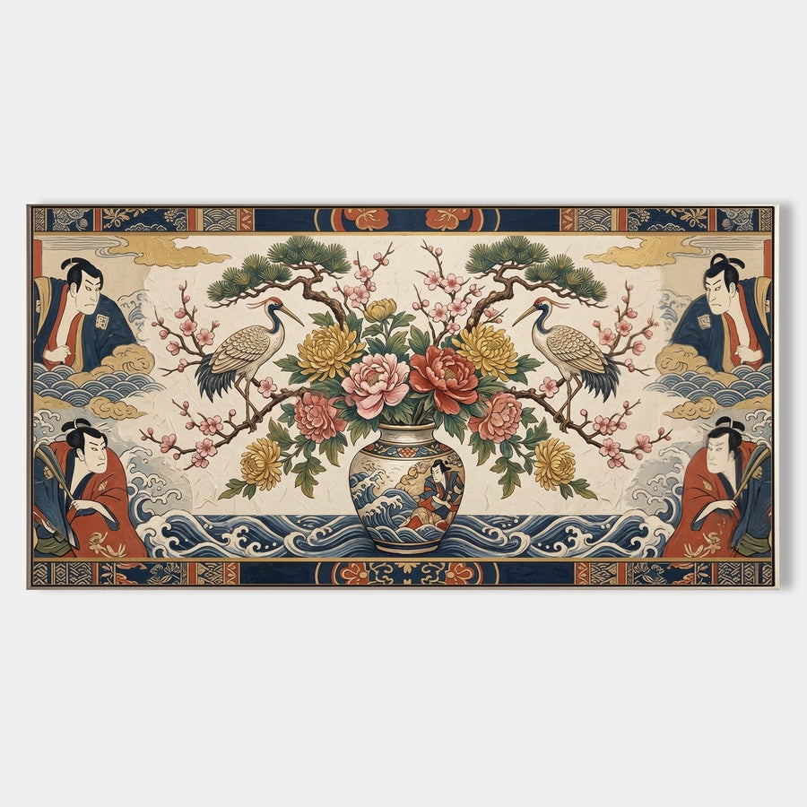 Cranes and Peonies Ukiyo-e Panorama