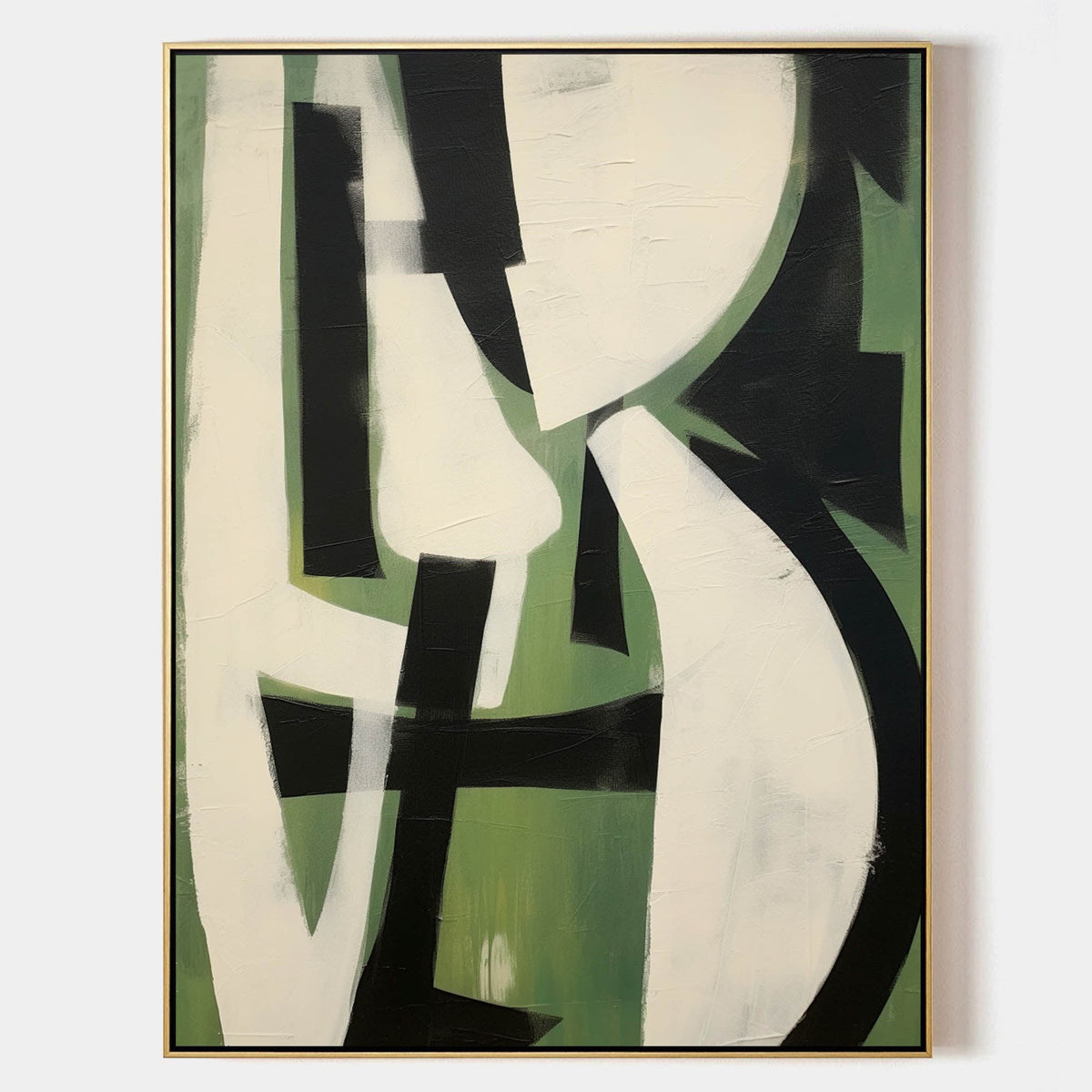 Cream and Black Forms on Moss Green