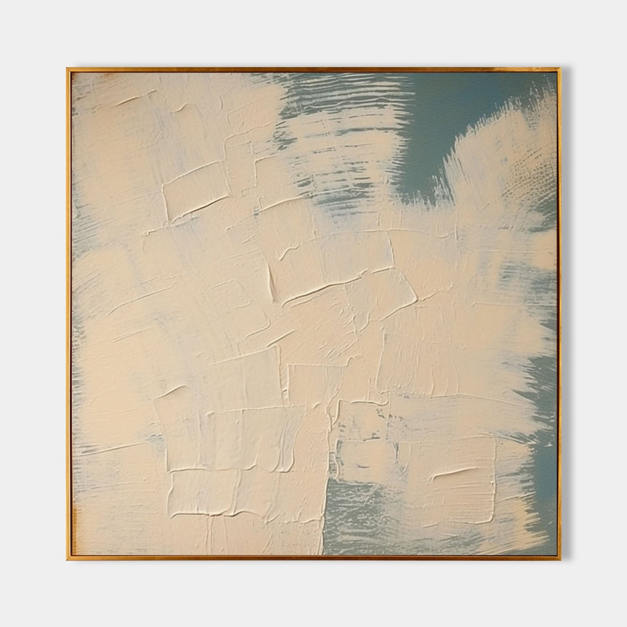 Cream Impasto Over Dusty Teal