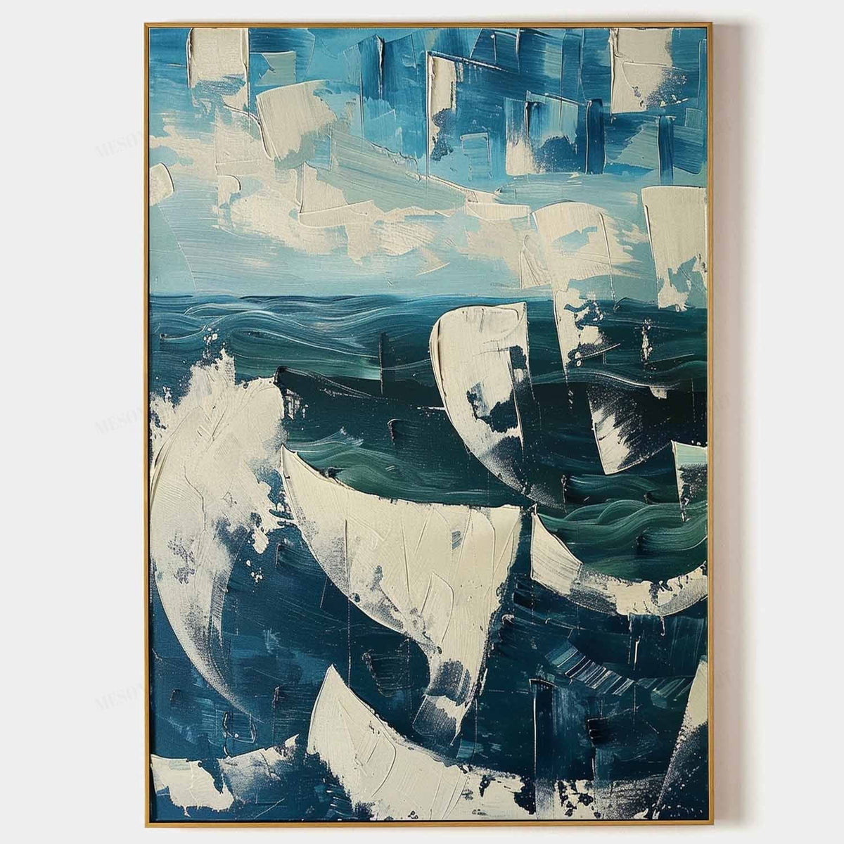 Cream Sails on Teal Water