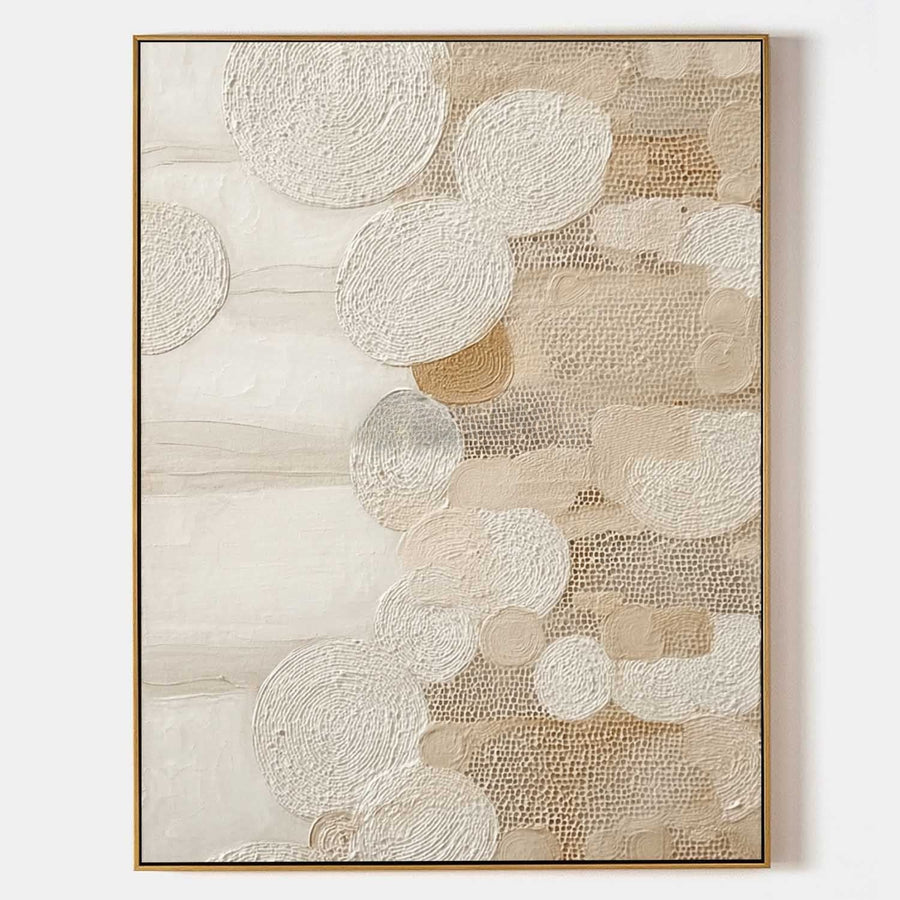 Cream Spiral Circles in Relief