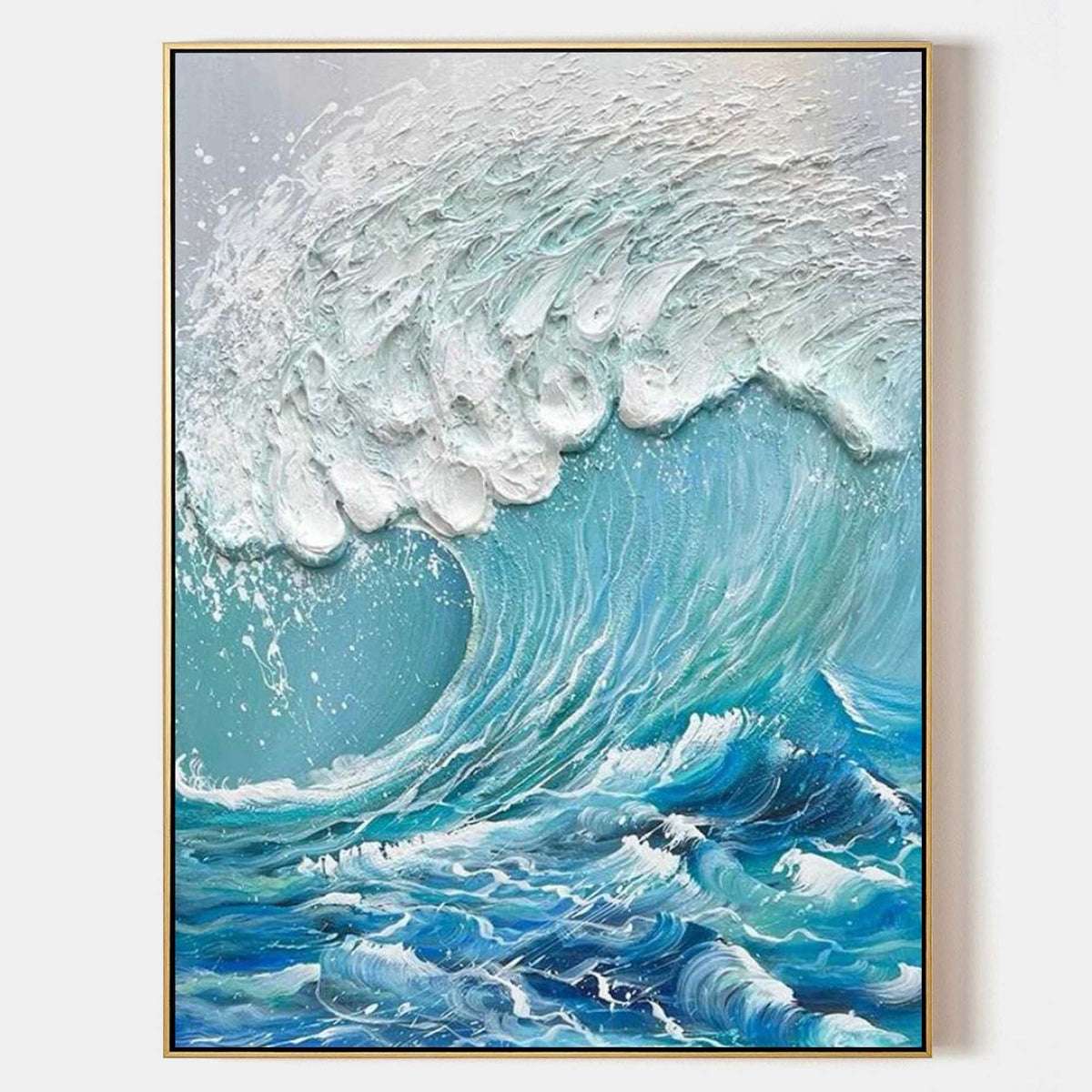Cresting Turquoise Wave in Relief