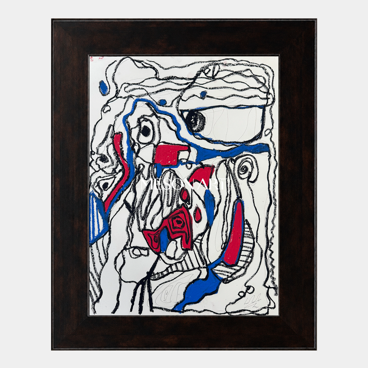 Crimson and Cobalt Abstract Faces
