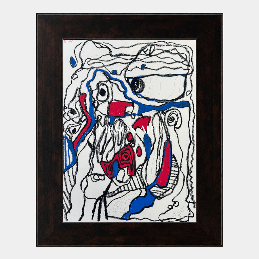 Crimson and Cobalt Abstract Faces