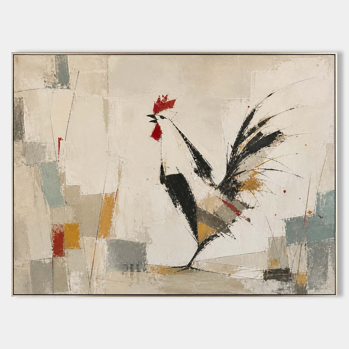 Crimson Crested Rooster in Abstract Light