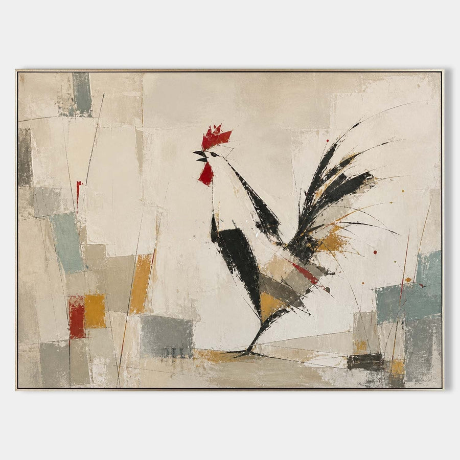 Crimson Crested Rooster in Abstract Light