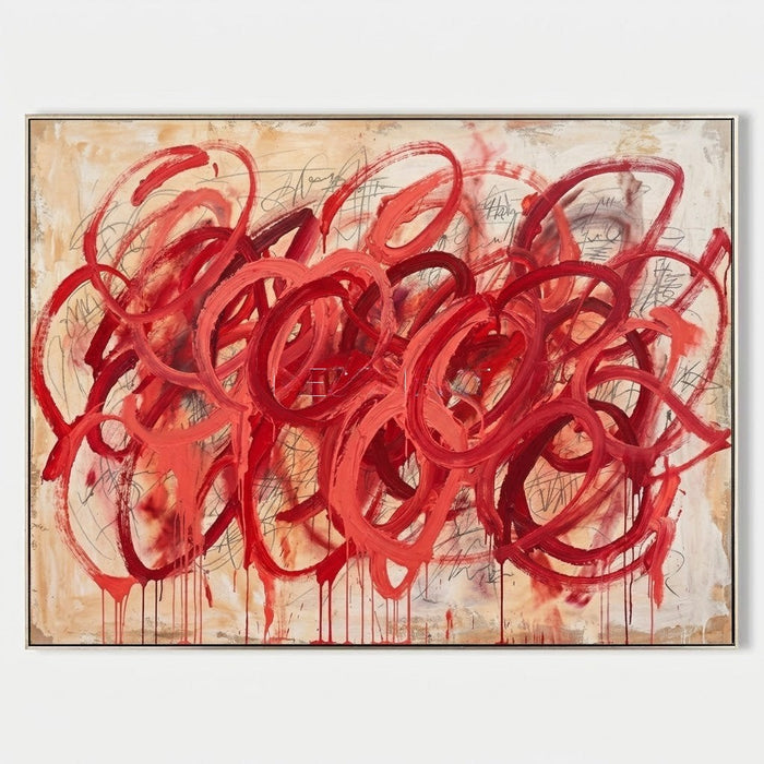 Crimson Loops Over Scribbled Parchment