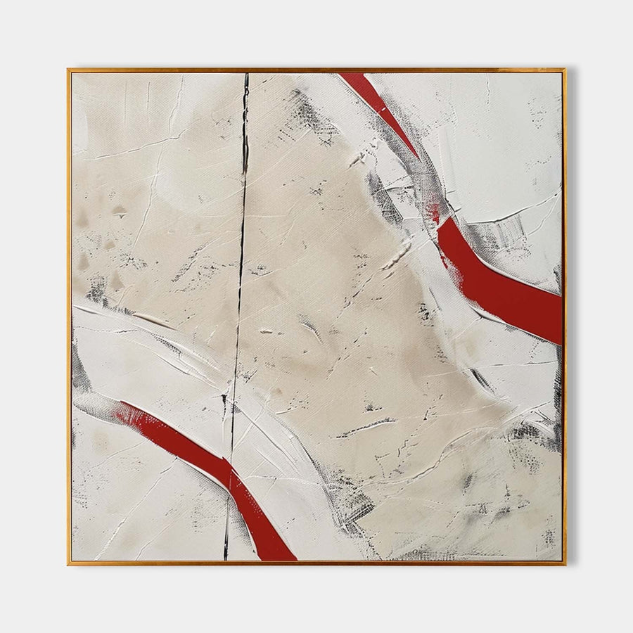 Crimson Ribbons on Textured Cream
