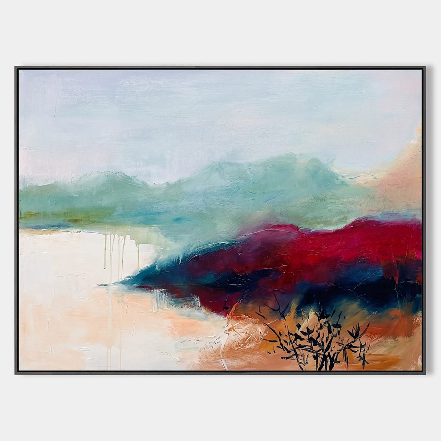 Crimson Ridge Above a Misty Lake