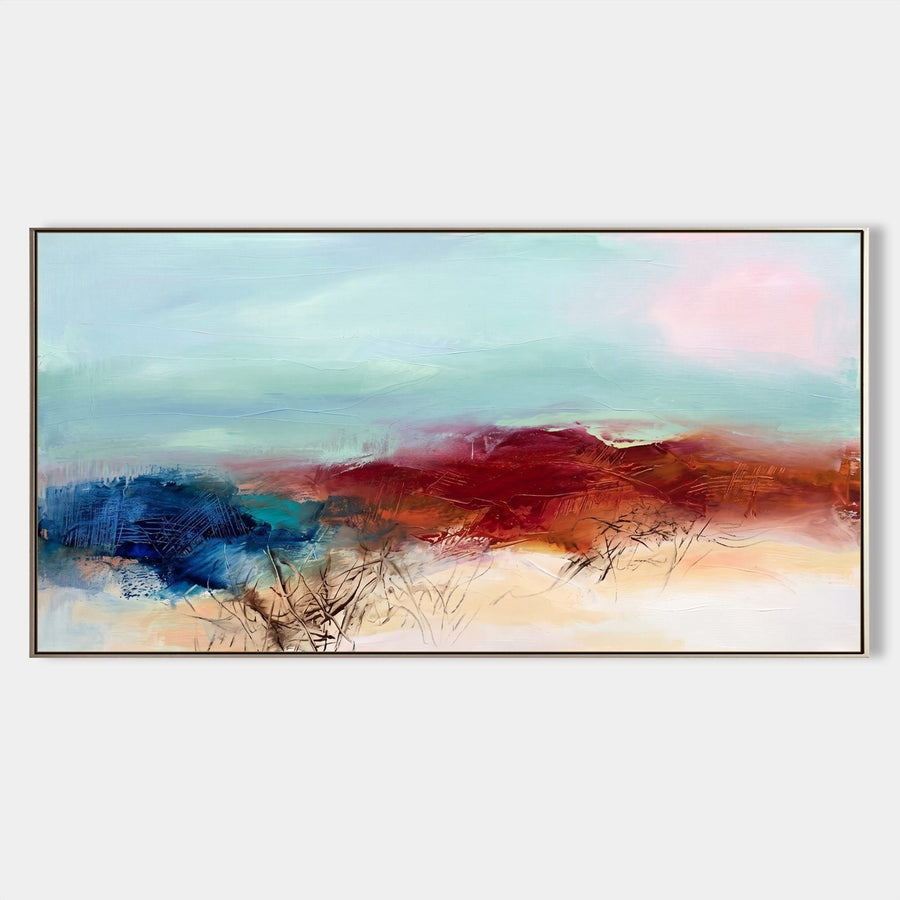 Crimson Ridge Under Seafoam Sky