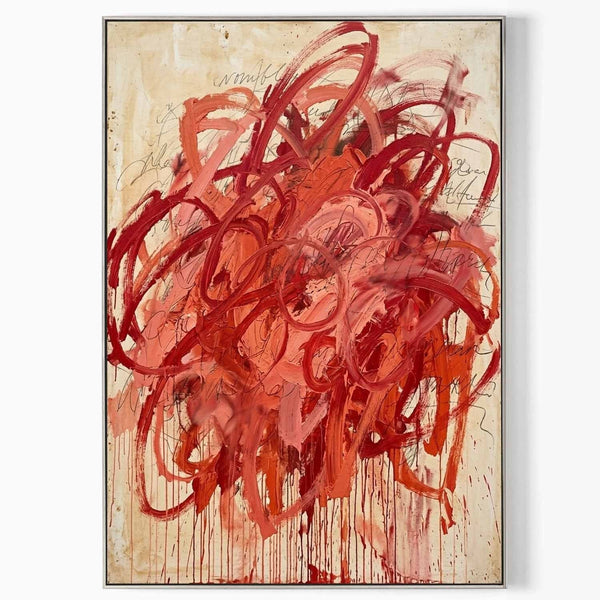 Crimson Scrawl with Dripping Loops