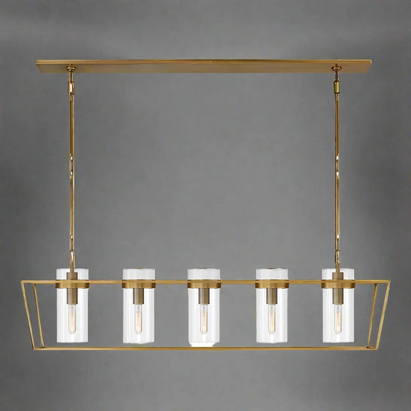 Crisscrossing Matte Gold Aluminum Rod Linear Chandelier
