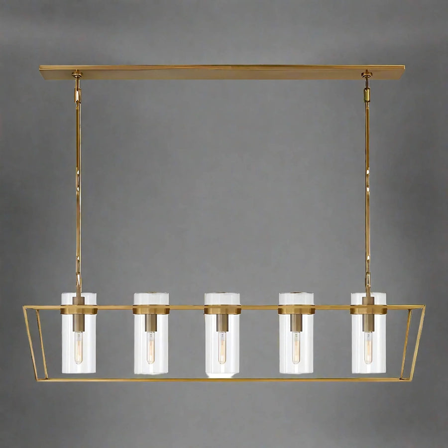 Crisscrossing Matte Gold Aluminum Rod Linear Chandelier