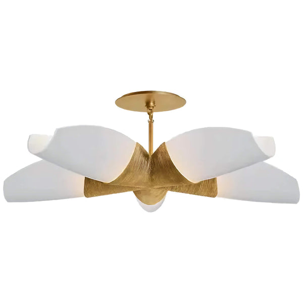 Crossed Brass Arm Frosted Glass Flush Mount