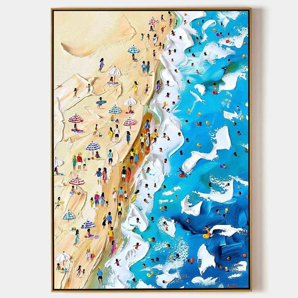 Crowded Shoreline in Turquoise Surf