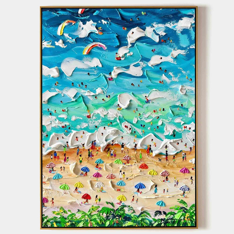 Crowded Summer Beach in Relief