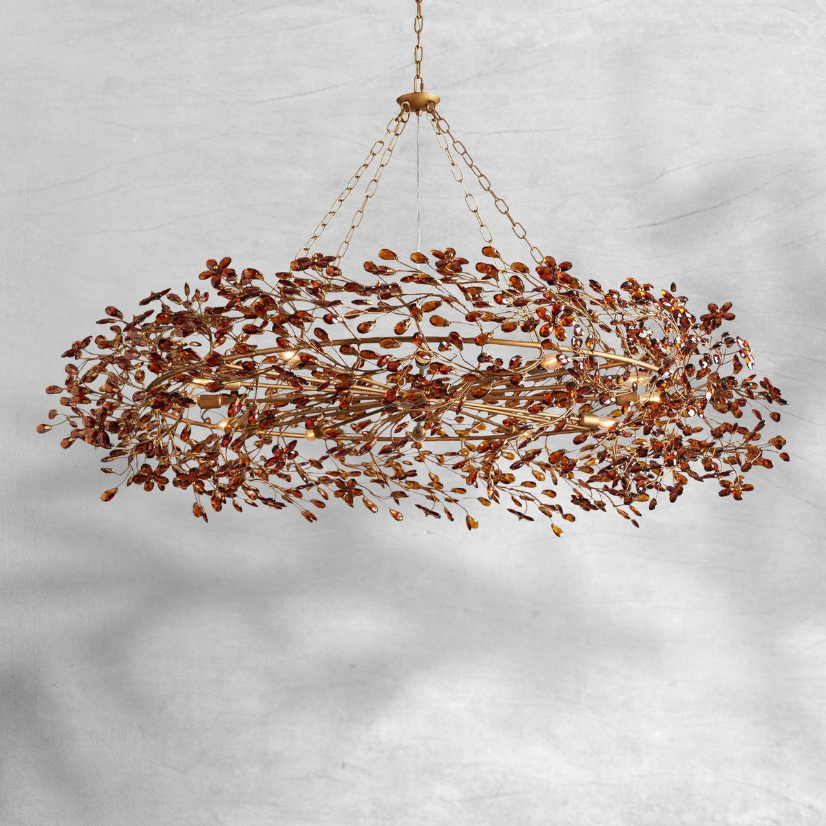 Crown Shaped Crystal Blossom Iron Chandelier