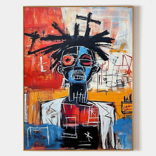Crowned Blue Figure in Graffiti Color