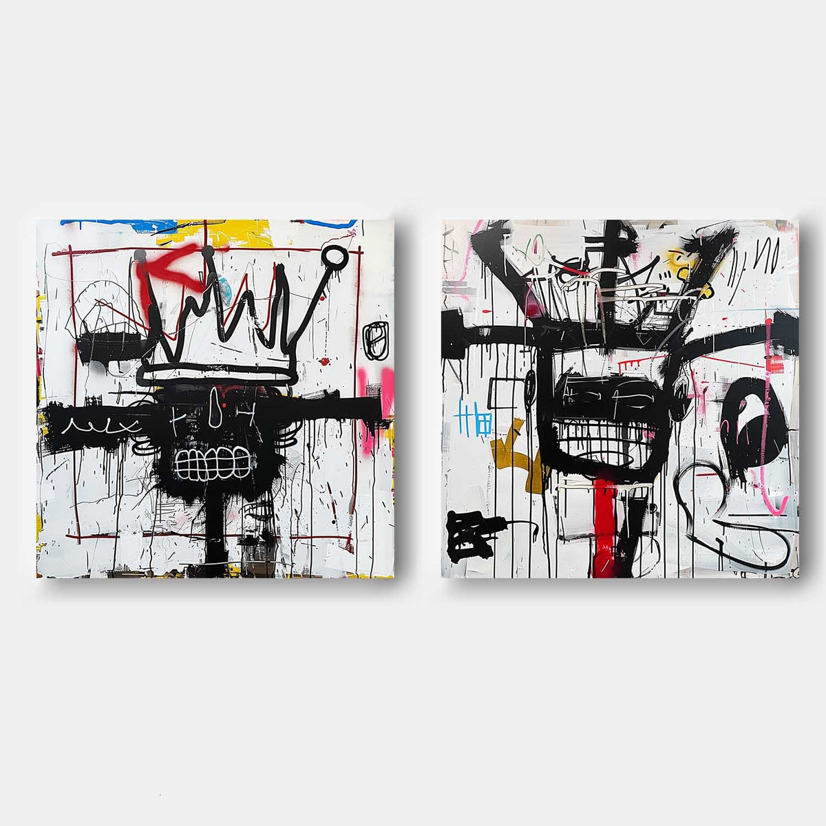 Crowned Figures in Black Graffiti