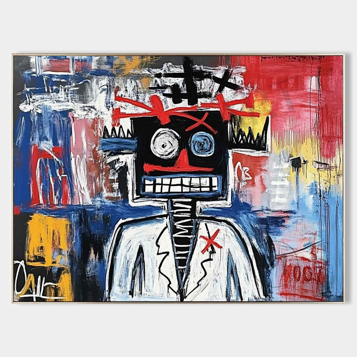 Crowned Robot Figure in Red and Blue