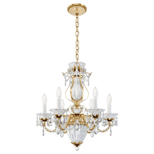 Crystal Basket Lantern Chandelier with Rosettes