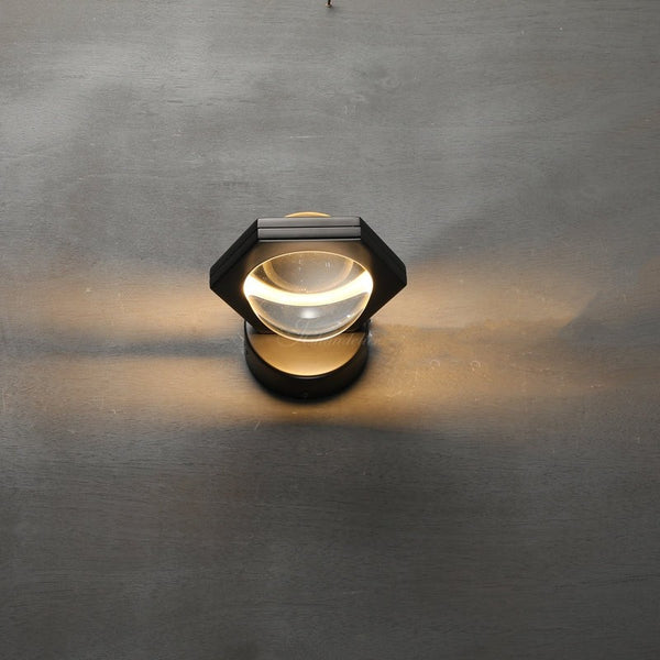 Crystal Globe Brass Wall Sconce with Hexagonal Frame