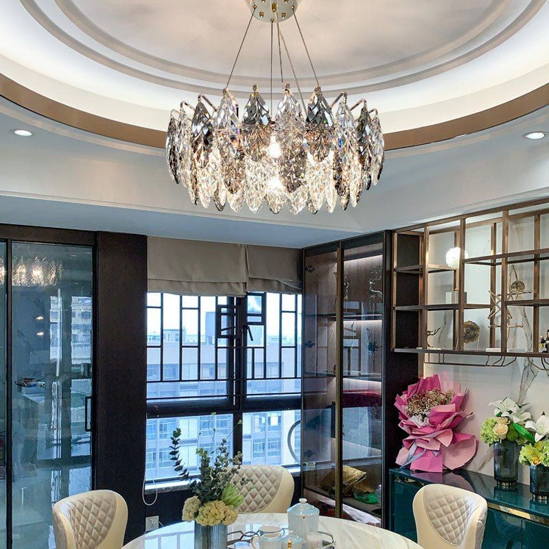 Crystal Leaf Ring Stainless Steel Chandelier