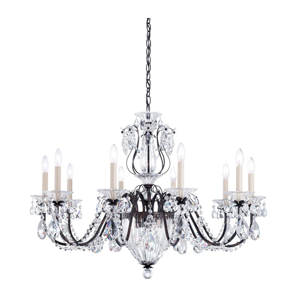 Crystal Rosette Lantern Cluster Brass Chandelier