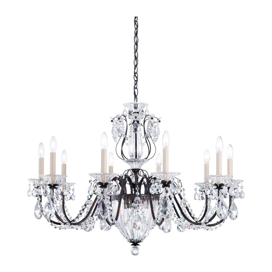 Crystal Rosette Lantern Cluster Brass Chandelier