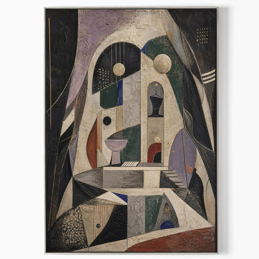 Cubist Arches in Lavender and Ink