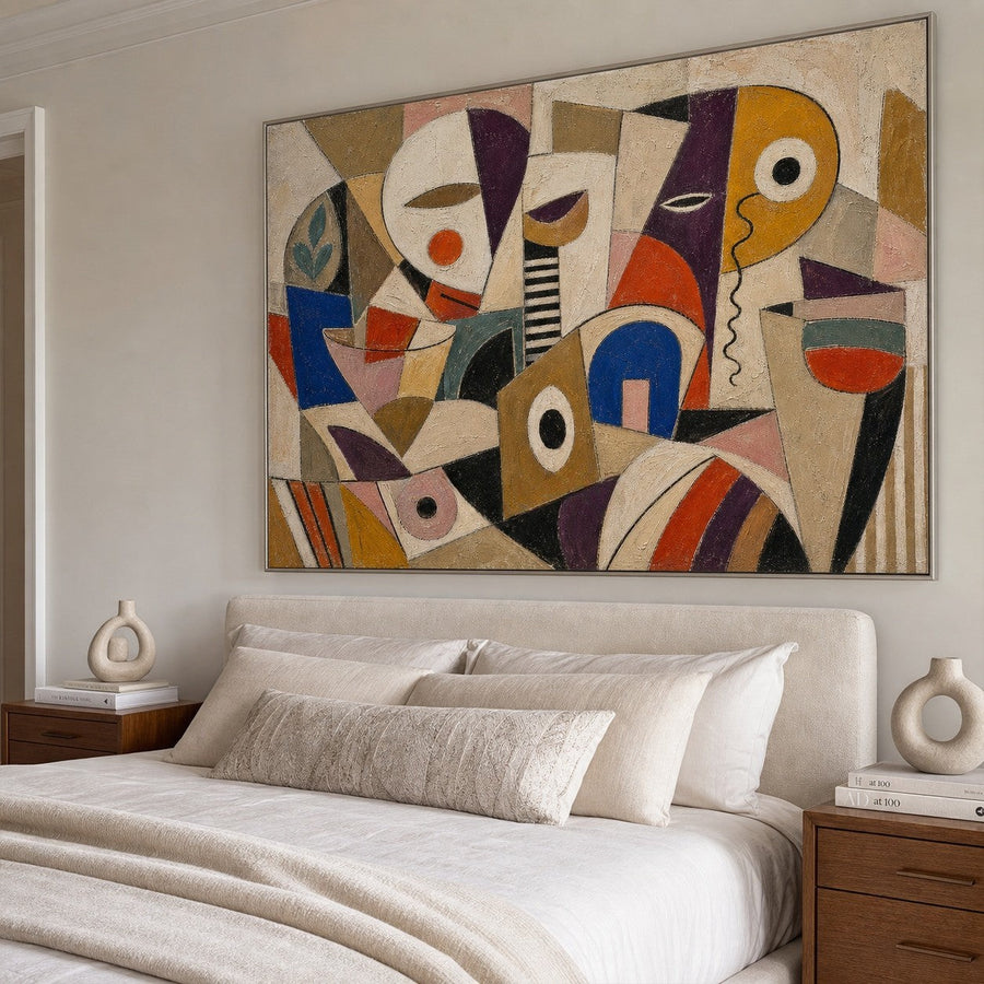 Cubist Faces in Earthen Color